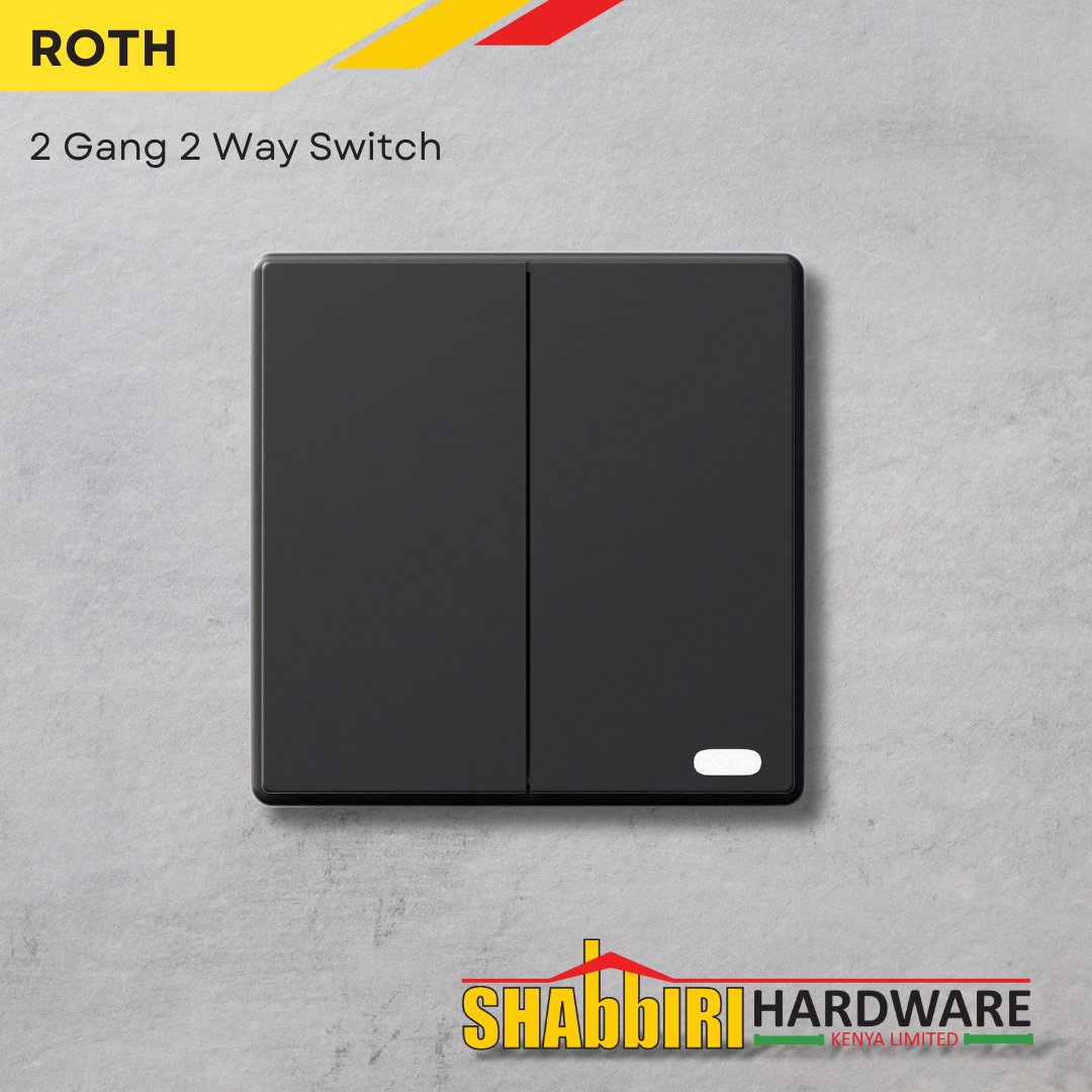 MODERN 2 GANG 2 WAY SWITCH - BLACK