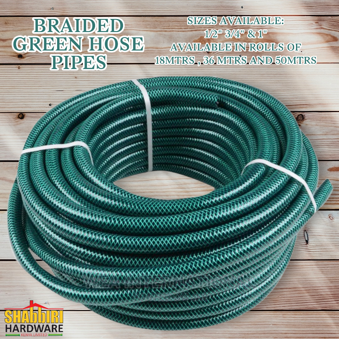 BRAIDED GREEN HOSE PIPE 1/2 X 120FT