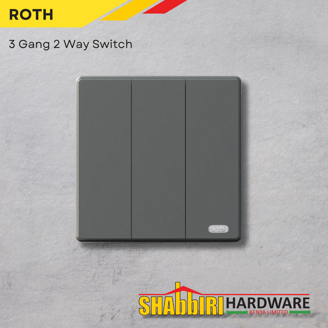 MODERN 3 GANG 2 WAY SWITCH - GUN GREY