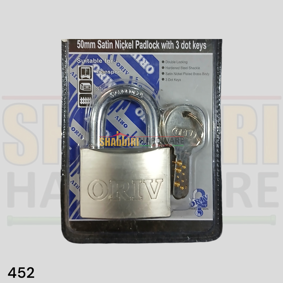 452 ORIV RECTANGULAR PADLOCK - 3 DOT KEYS