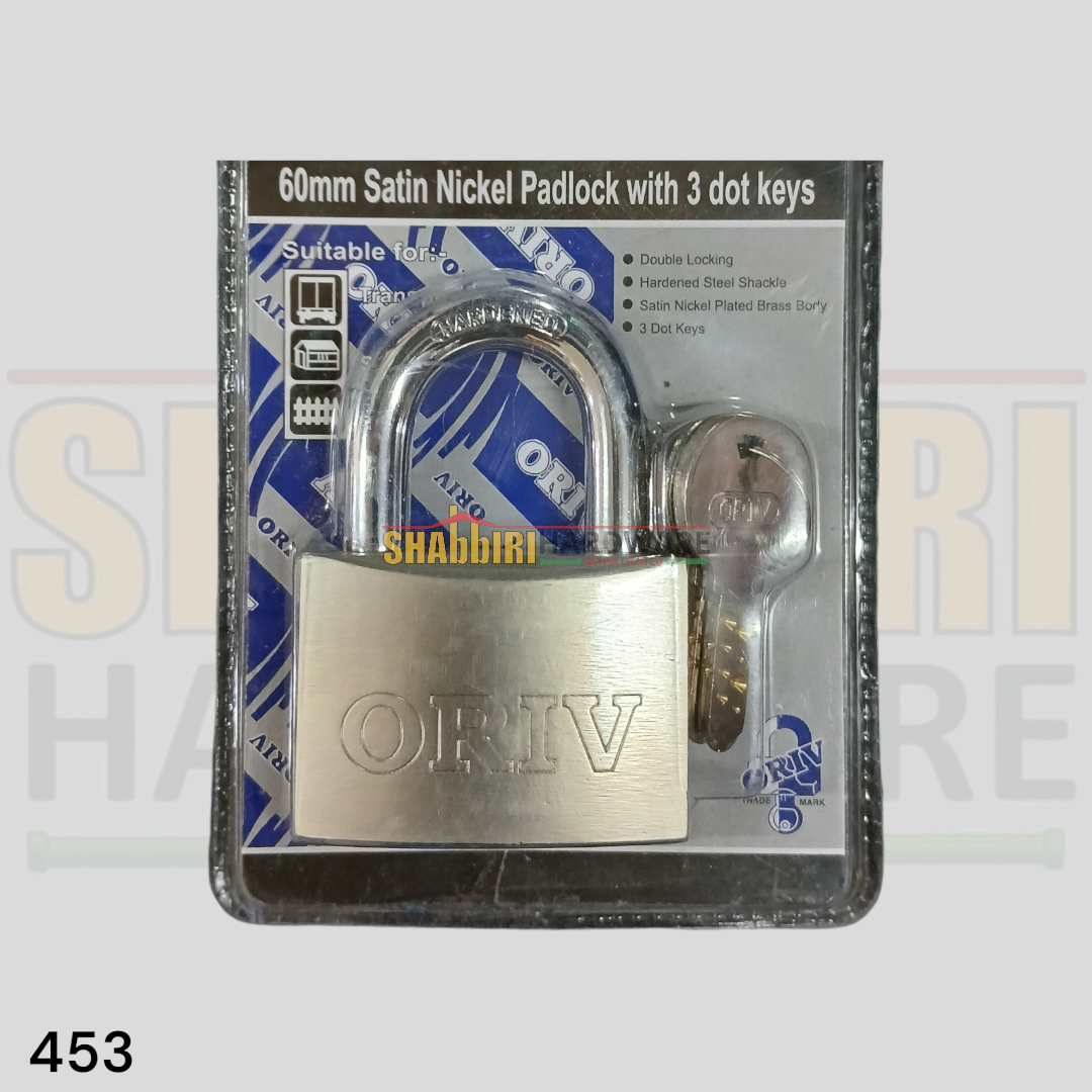 453 ORIV RECTANGULAR PADLOCK - 3 DOT KEYS