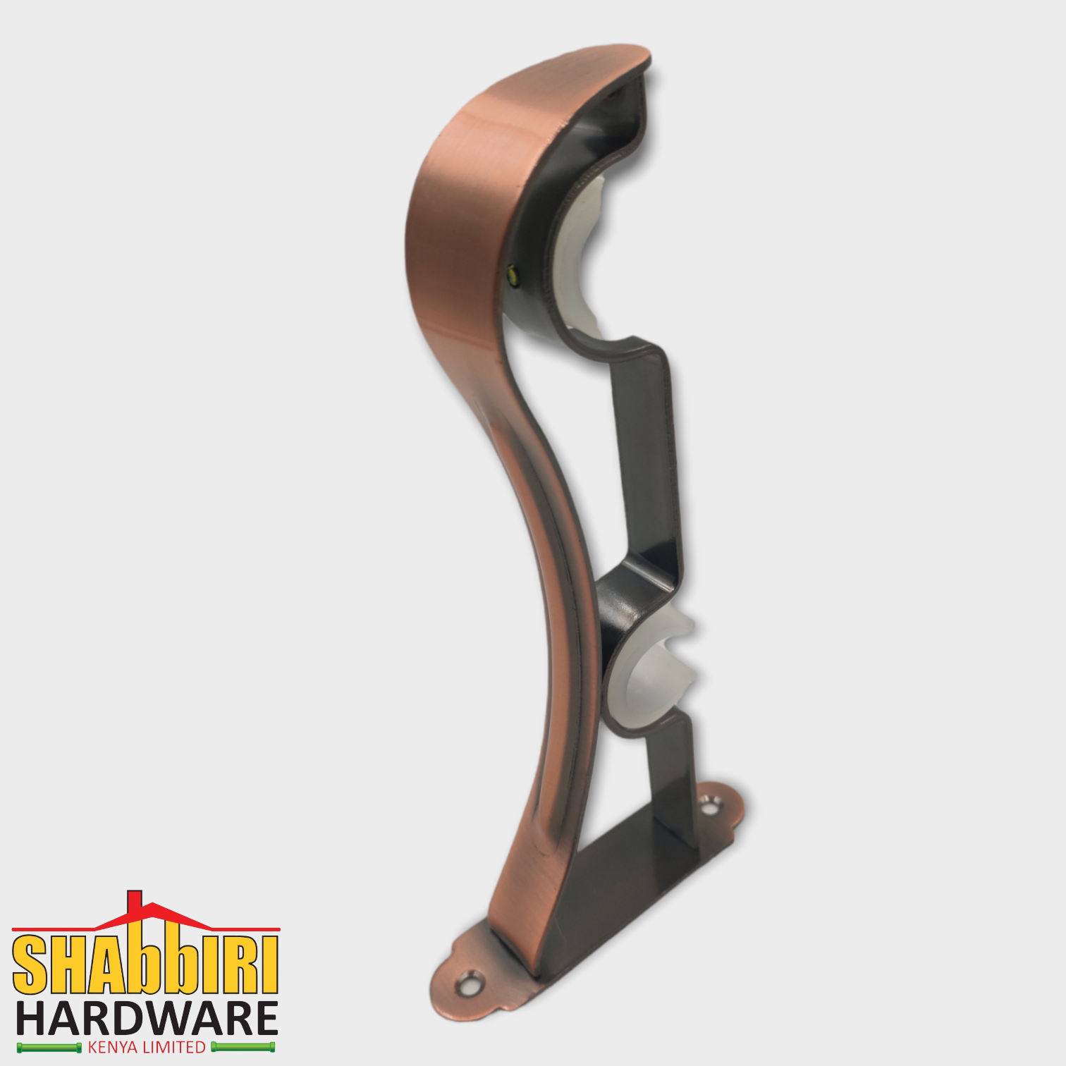 CURTAIN ROD BRACKET DOUBLE WITH PLASTIC HOLDER ANTIQUE  COPPER