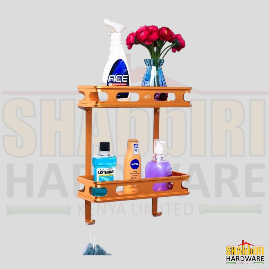 RECTANGLE DOUBLE SHELF (MATT GOLD)