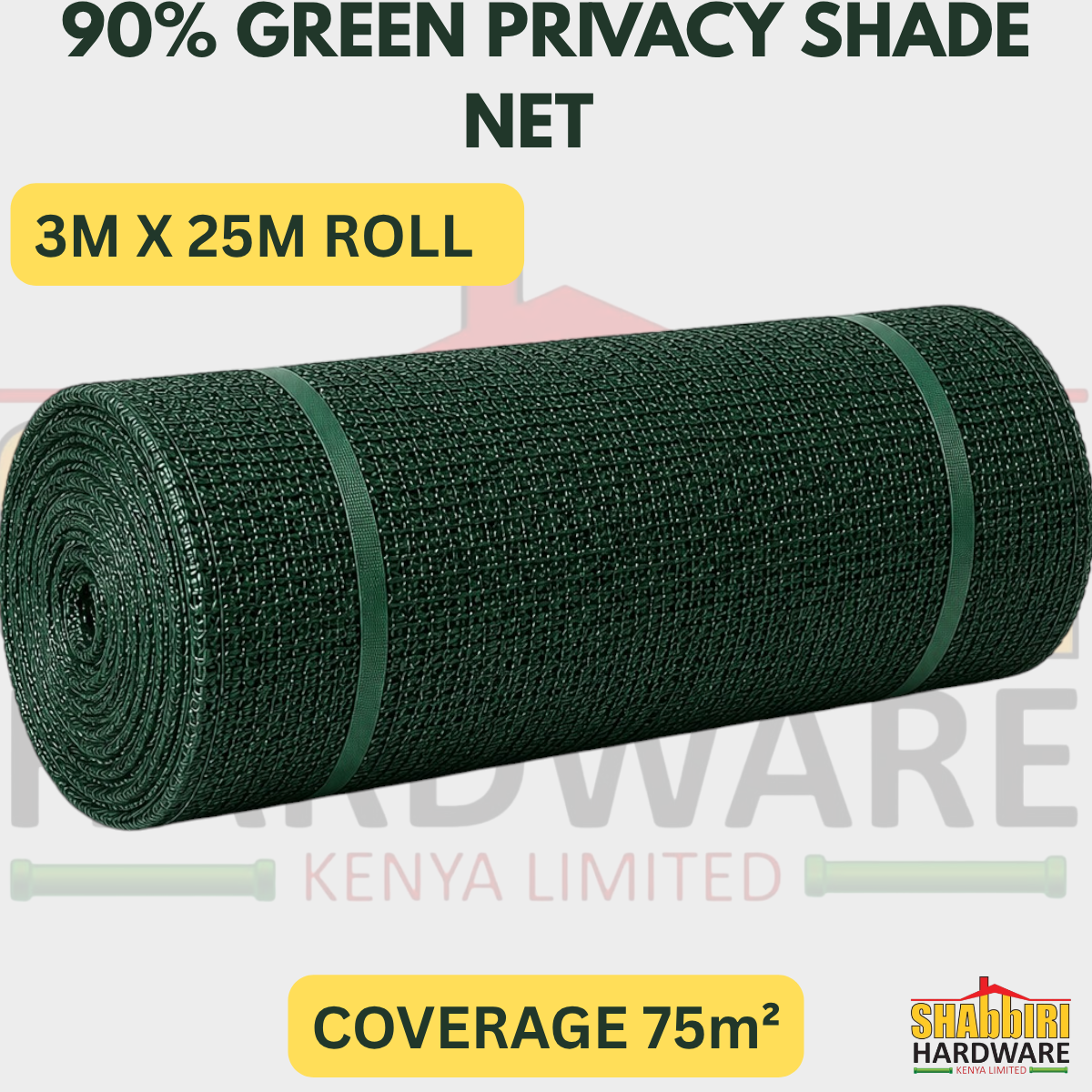 Shade Net 90% Green 25m x 3m – Privacy Screen Roll (75m² Coverage) | UV-Treated HDPE
