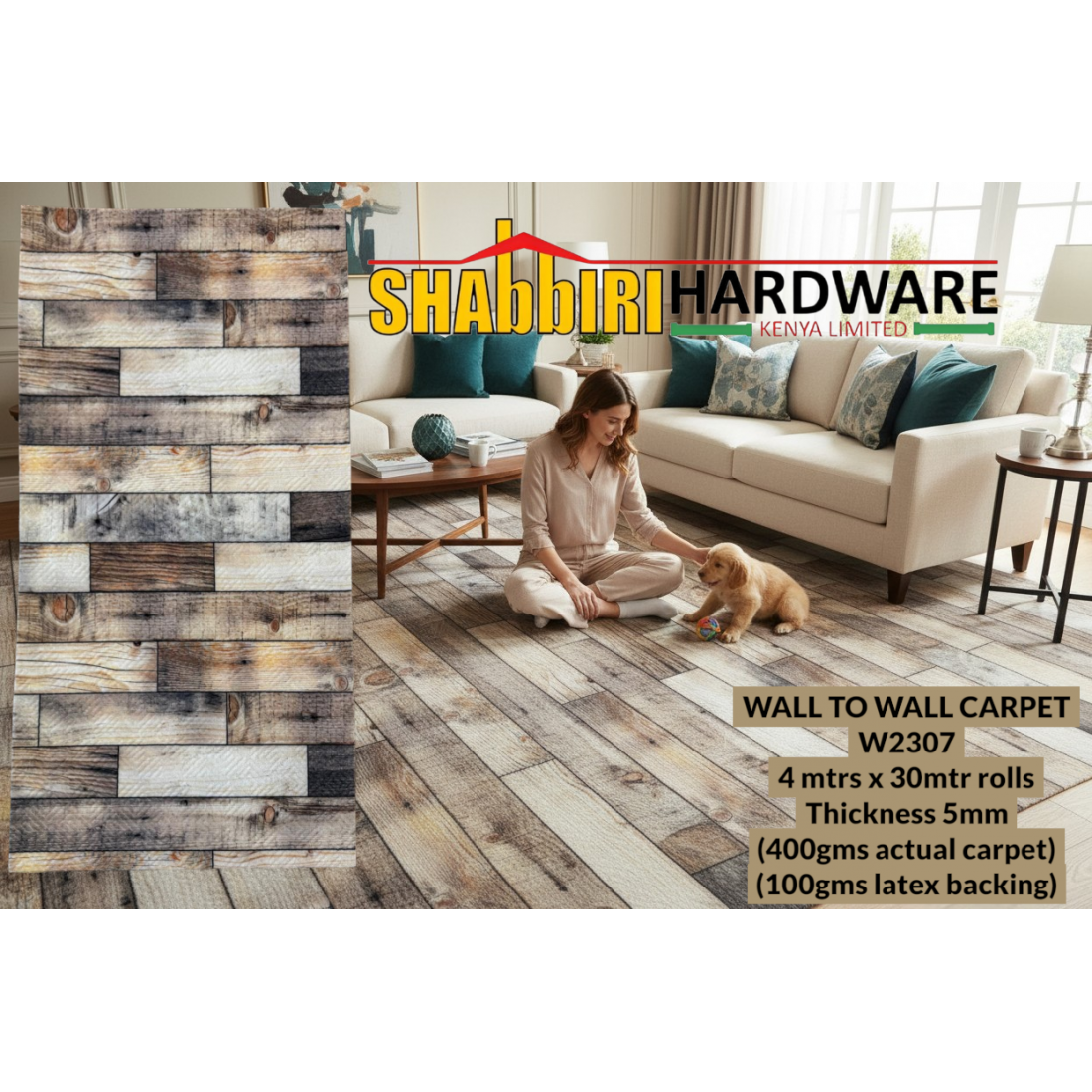 Premium Wall-to-Wall Carpet W2307 – 5mm Thick Heavy Duty Soft Carpet Flooring