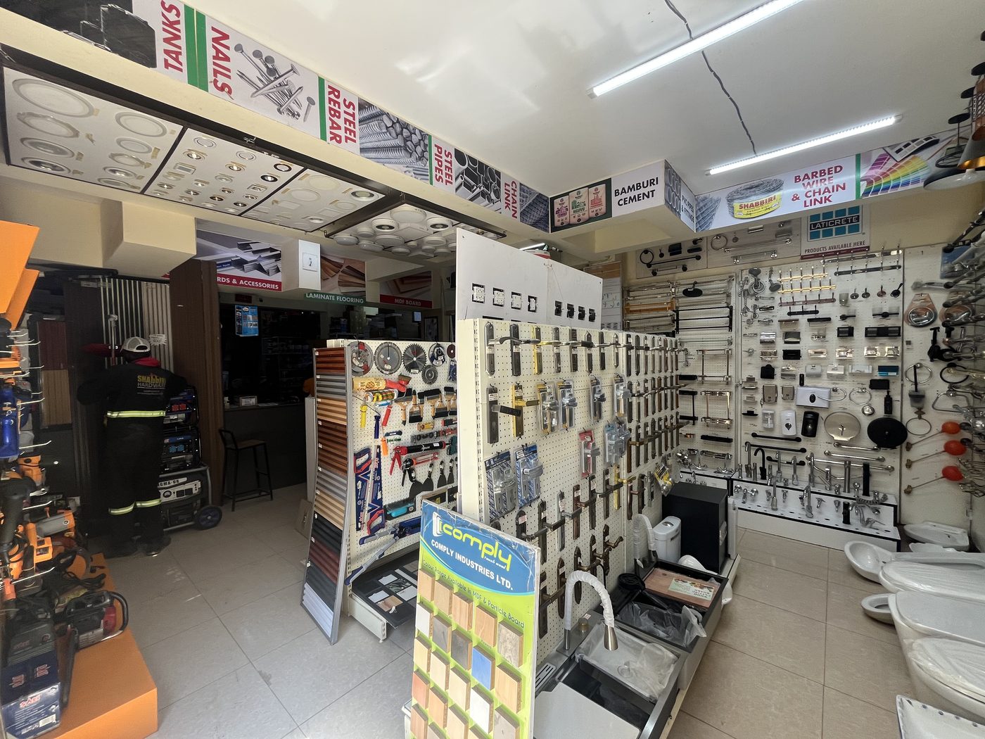Inside the Rongai showroom — hardware, taps, fittings