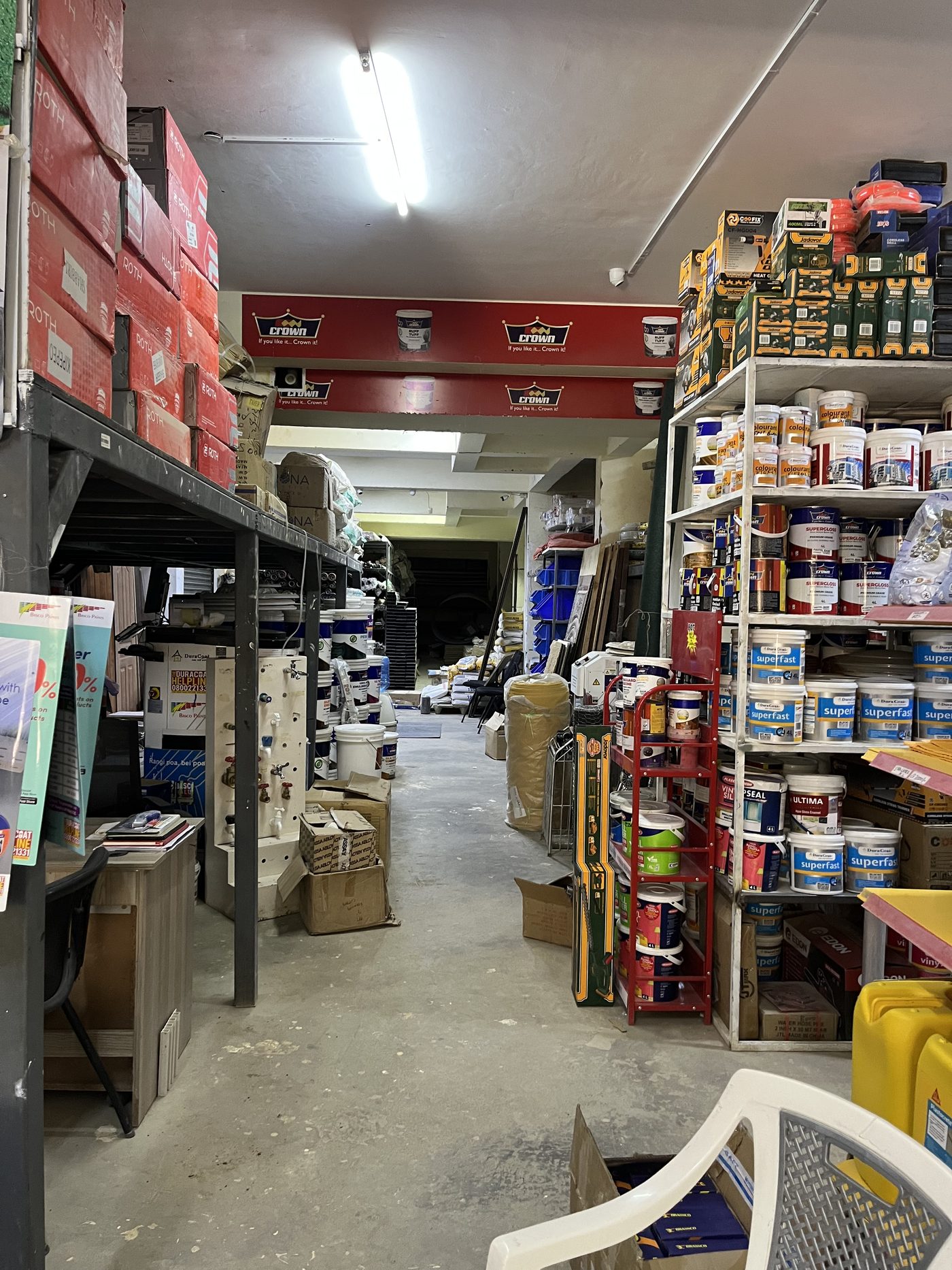 Paint & coatings aisle — Crown, DuraCoat, Basco